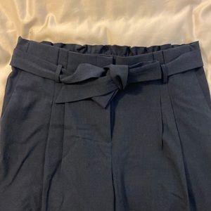 Loft navy pair of paper bag waist wide leg pants. Size Large